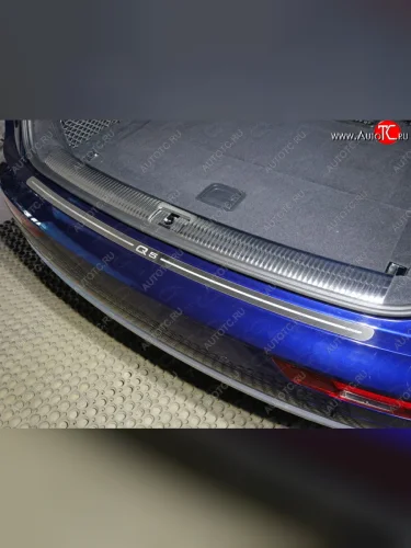 Накладка на задний бампер (без пневмоподвески) ТСС Тюнинг (лист шлифованный, надпись Q5) Audi Q5 FY дорестайлинг (2017-2020)