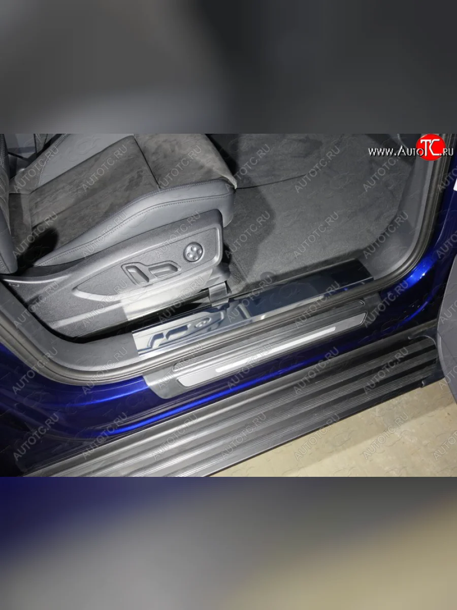 Накладки на пластиковые пороги (без пневмоподвески, 2шт) ТСС Тюнинг Audi Q5 FY дорестайлинг (2017-2020) (Лист зеркальный)  в Керчи Республика Крым