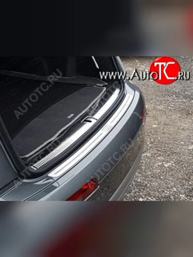 Накладки на задний бампер ТСС Тюнинг (лист шлифованный, логотип audi) Audi Q7 4M дорестайлинг (2015-2020)