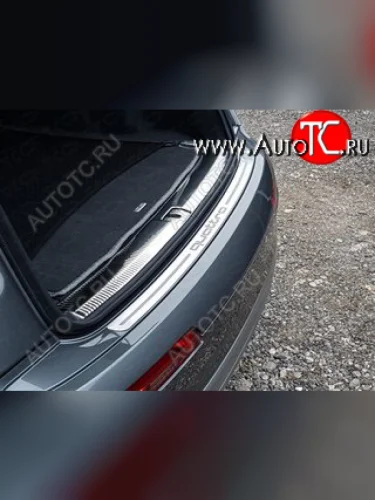 Накладки на задний бампер ТСС Тюнинг (лист шлифованный, надпись quattro) Audi Q7 4M дорестайлинг (2015-2020)