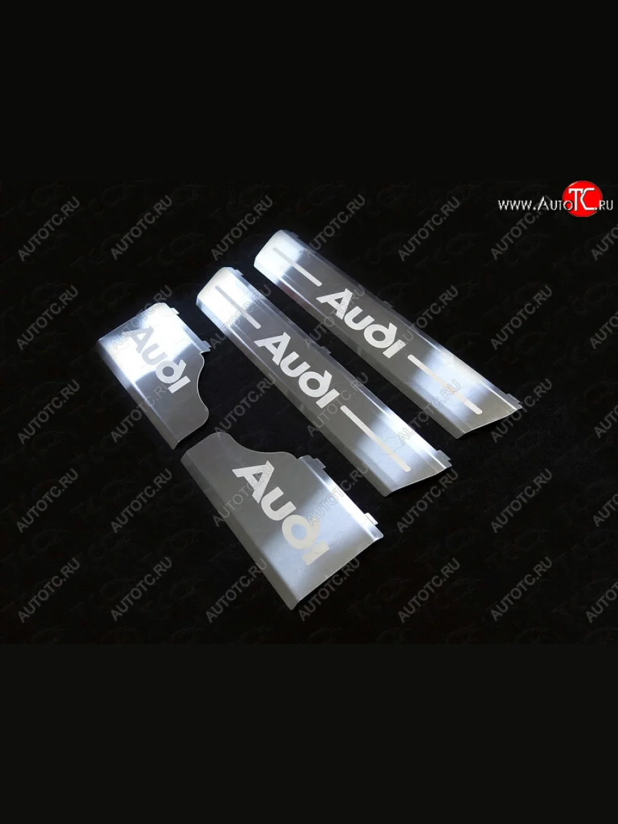 Накладки на пороги ТСС Тюнинг Audi Q7 4M дорестайлинг (2015-2020) (лист шлифованный, надпись audi)  в Перми Пермском крае