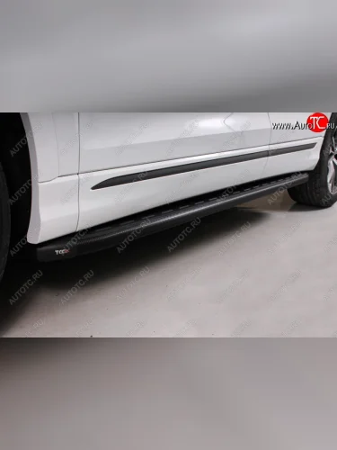 Пороги алюминиевые с пластиковой накладкой ТСС Тюнинг (карбон черный) Audi Q8 4MN (2018-2022)