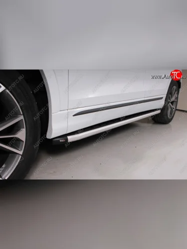 Пороги алюминиевые с пластиковой накладкой ТСС Тюнинг (стальной) Audi Q8 4MN (2018-2022)