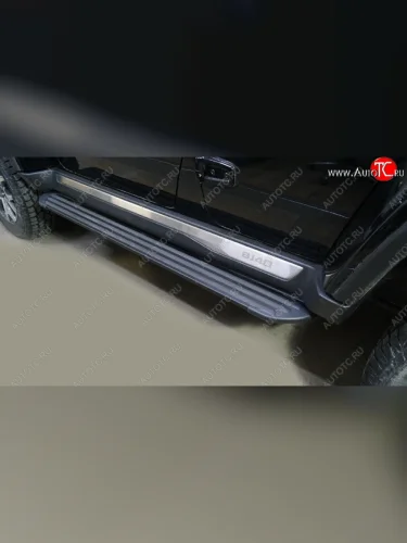 Пороги алюминиевые TCC Tюнинг Slim Line (черные) BAIC BJ40 (2022-2025)
