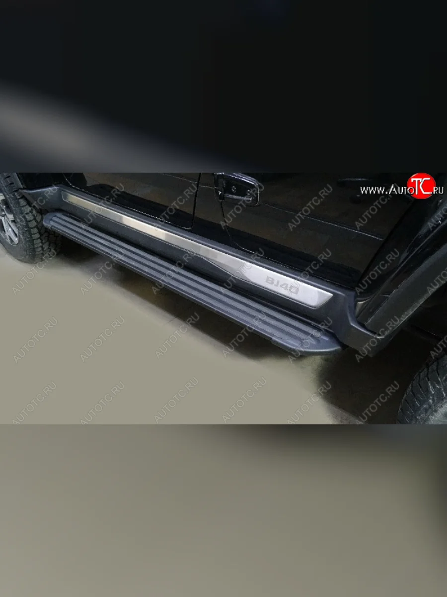 Пороги алюминиевые TCC Tюнинг Slim Line BAIC BJ40 (2022-2025) (черные)  в Керчи Республика Крым
