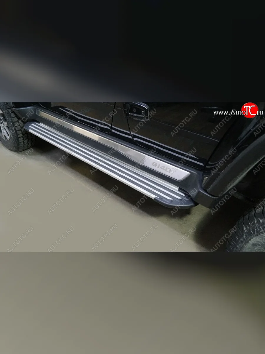 Пороги алюминиевые Slim Line BAIC BJ40 (2022-2025) (серебро)  в Керчи Республика Крым