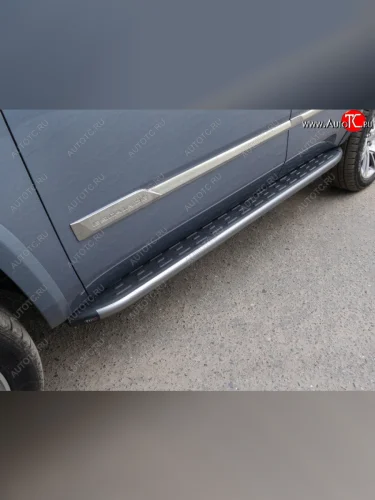 Пороги алюминиевые с пластиковой накладкой ТСС Тюнинг (Карбон серые) Cadillac Escalade GMTK2 джип 5 дв. короткая база (2015-2020)