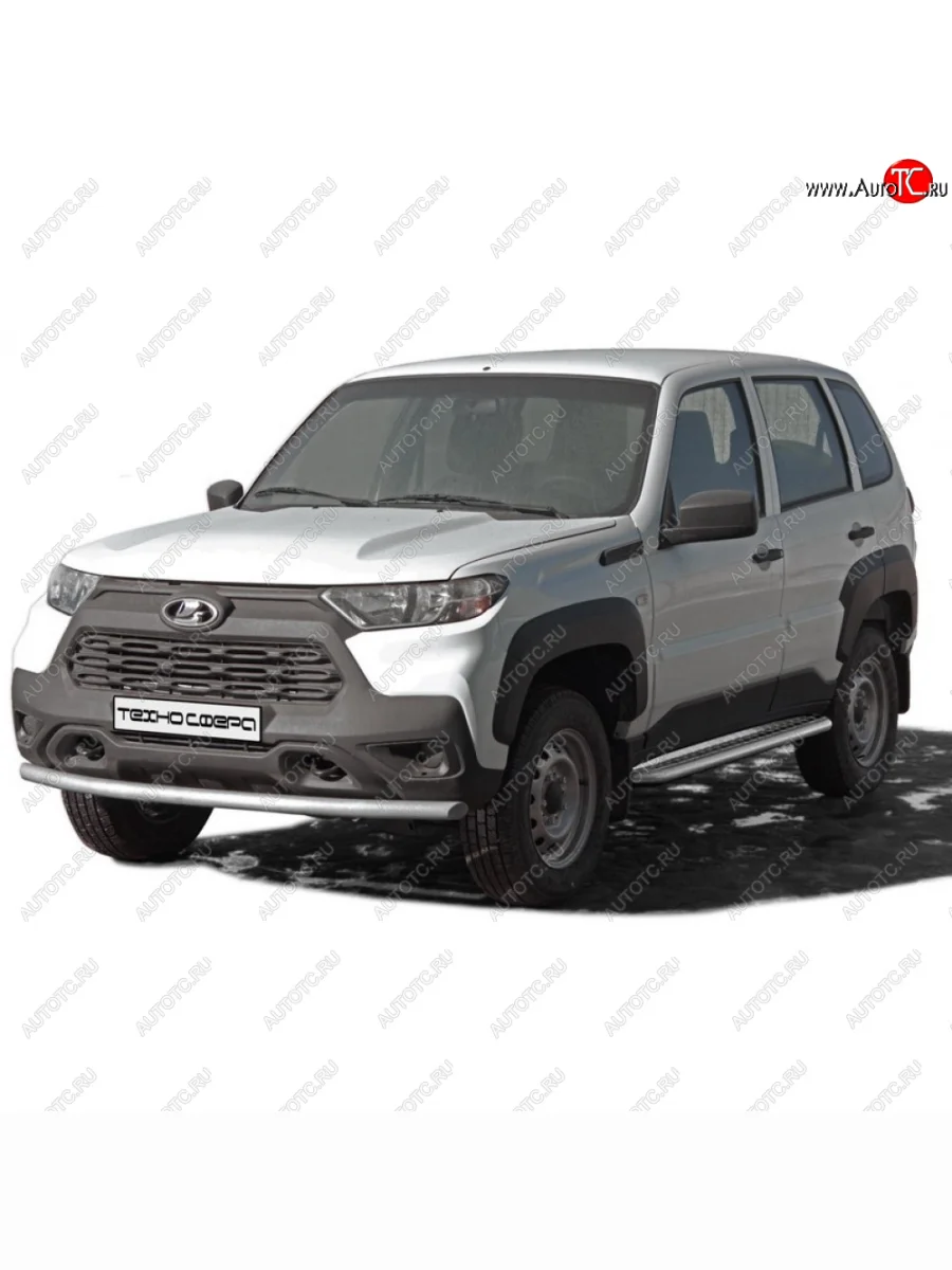 Защита переда труба с полимерным покрытием, Техно Сфера Лада ВАЗ Нива Трэвел (212300-80) (2021-2025) (Черный матовый)  в Перми Пермском крае