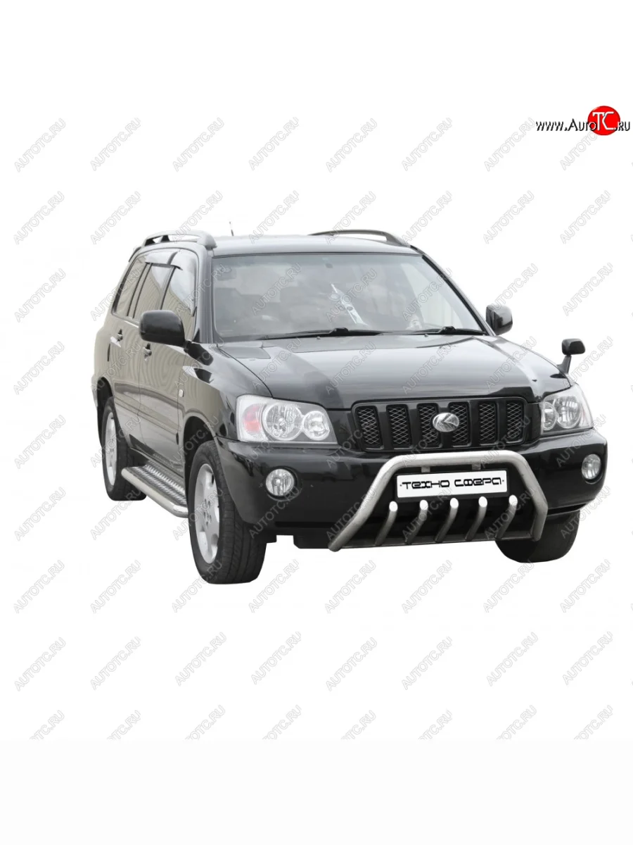 Защита порогов труба с проступью нержавейка d76, Техно сфера Toyota Kluger XU20 дорестайлинг (2000-2003) (Нержавейка)  в Керчи Республика Крым
