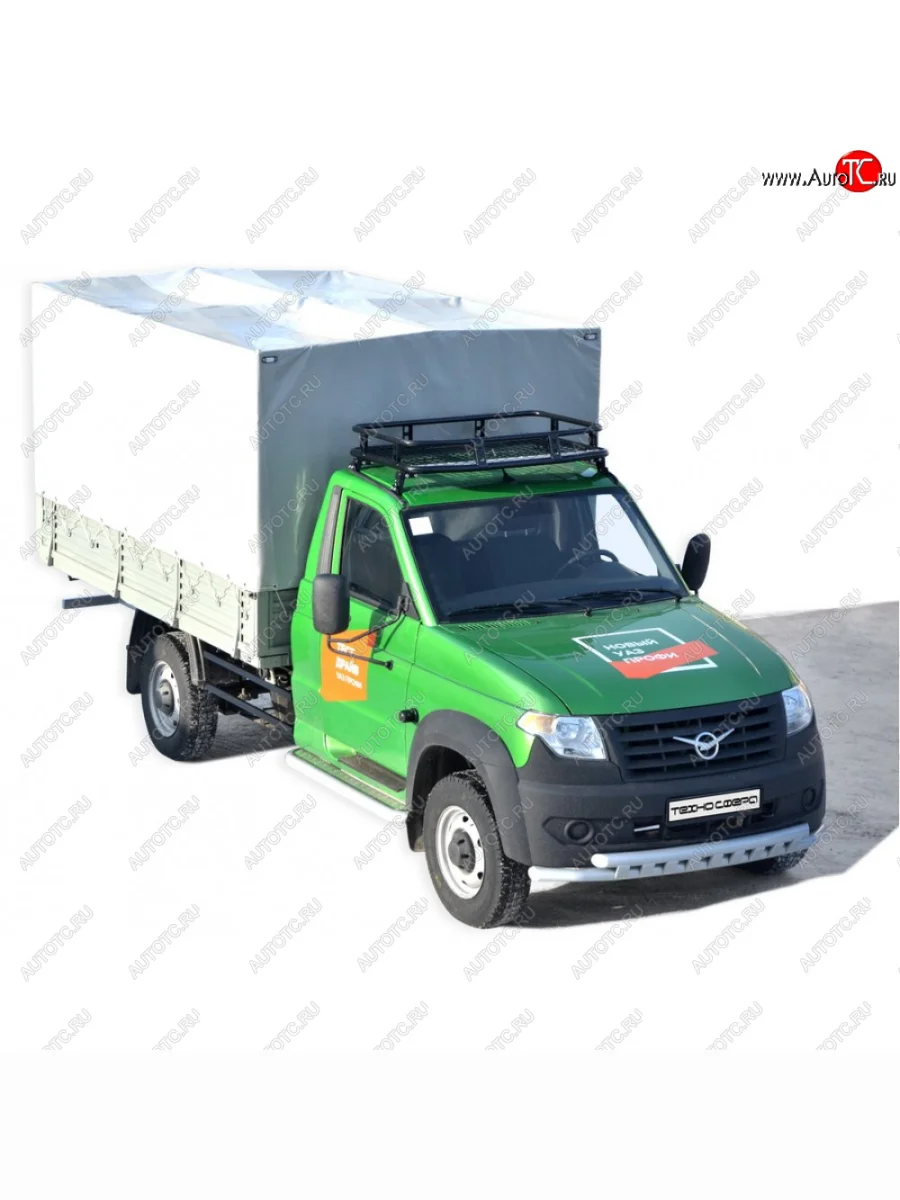 Защита порогов с алюминиевым листом, d63,5, Техно Сфера  Уаз Профи (2017-2025) 23602 (Алюминиевый лист)  с доставкой в г. Керчь