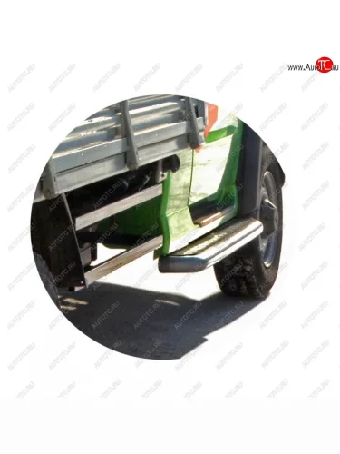 Защита порогов с алюминиевым листом нержавейка, d63,5, Техно Сфера Уаз Профи  23602 (2017-2025) бортовой грузовик 2 дв., бортовой грузовик 4 дв.