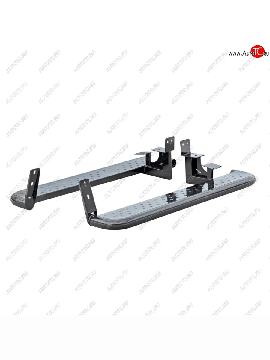 Защита порогов с металлическим листом (правая сторона) Техно Сфера ГАЗ ГАЗель 3221 дорестайлинг автобус (1996-2002) (Черная глянец)  в Перми Пермском крае