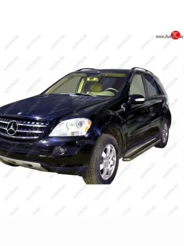 Защита порогов с алюминиевым листом нержавейка d63.5, Техно Сфера Mercedes-Benz ML class ( W163,  W164,  W166) (1997-2015) дорестайлинг, рестайлинг