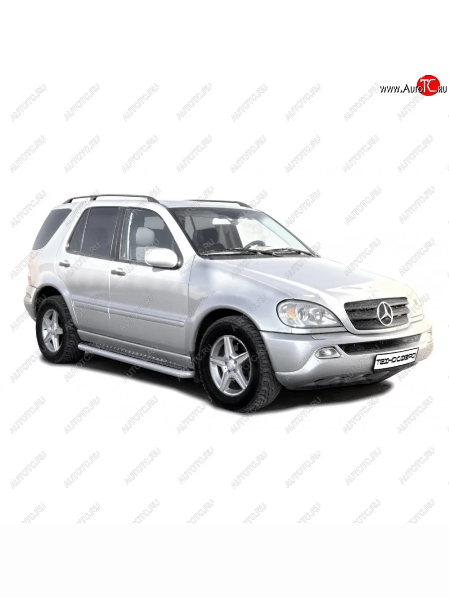 Защита порогов с алюминиевым листом d63.5, Техно Сфера  Mercedes-Benz ML class (1997-2015) W163, W164, W166 (Черный матовый)  с доставкой в г. Керчь