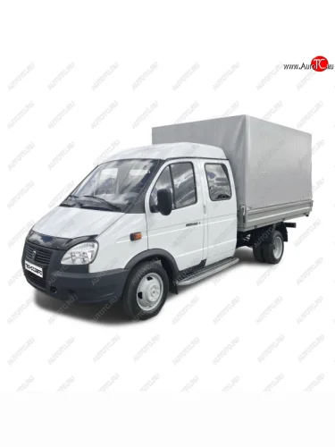 Защита порогов с алюминиевым листом левая сторона нержавейка, Техно Сфера ГАЗ ГАЗель Next  A21,A22, С41, С42, Фермер (2014-2025)  шасси со сдвоенной 