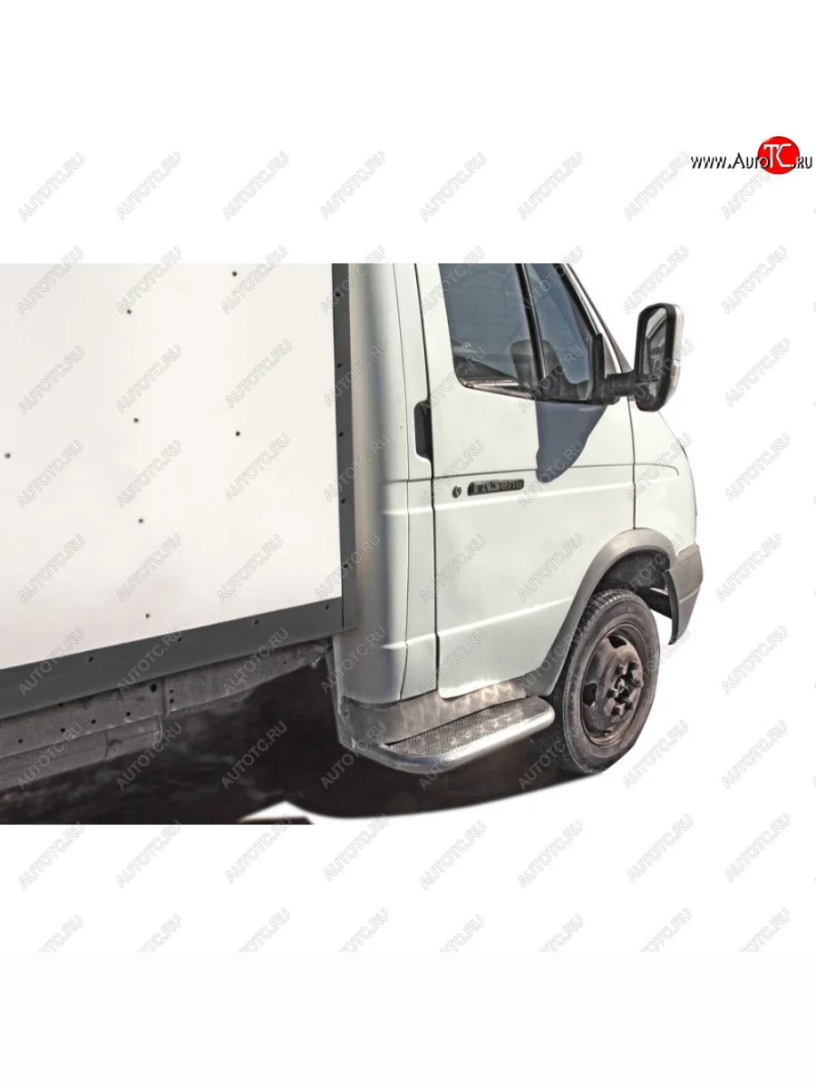 Защита порогов с алюминиевым листом правая Техно Сфера ГАЗ ГАЗель 3221 дорестайлинг автобус (1996-2002) (Нержавейка)  в Перми Пермском крае