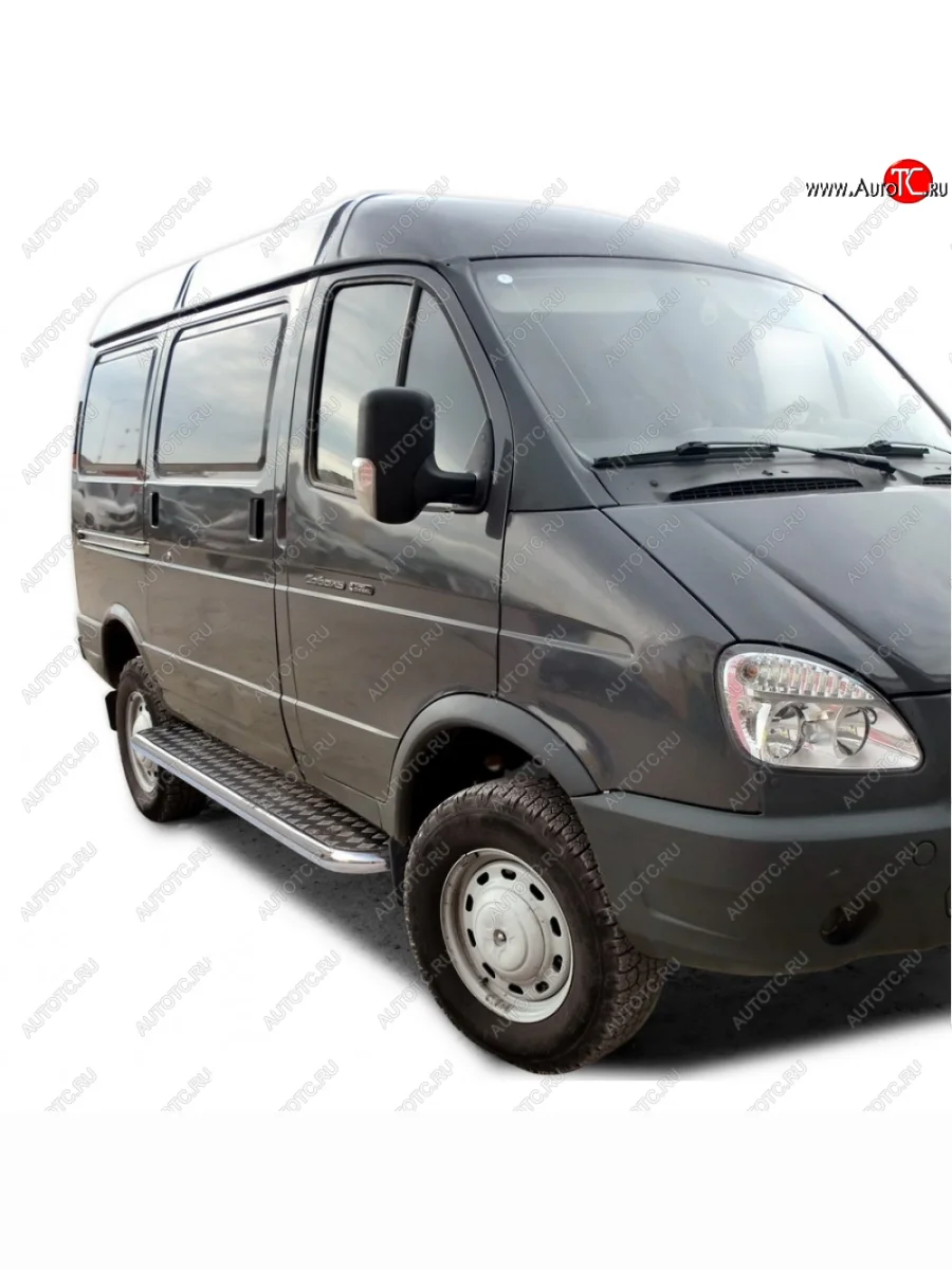 Защита порогов с алюминиевым листом (правая сторона) Техно Сфера ГАЗ Соболь 2217 автобус дорестайлинг  (1998-2002) (Нержавейка)  в Керчи Республика Крым