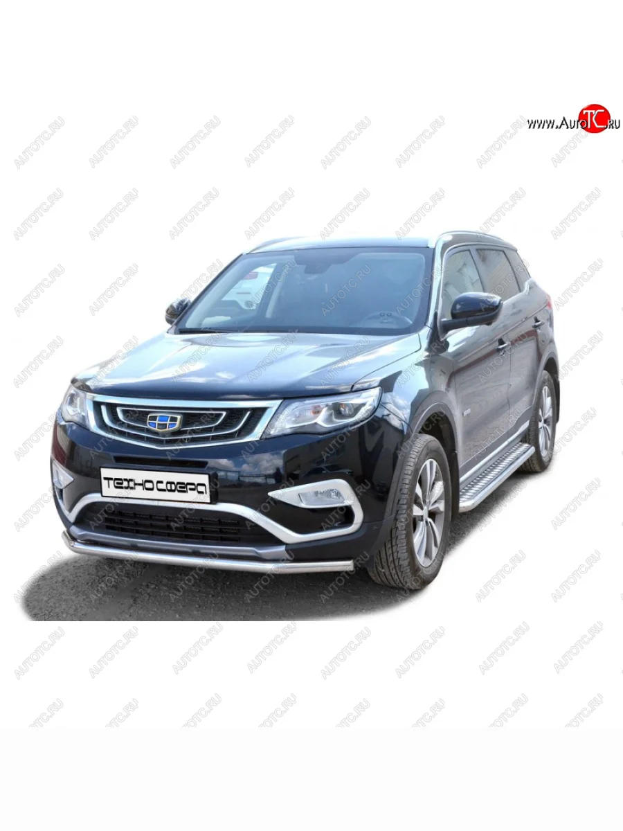 Защита порогов с алюминиевым листом нержавейка d51, Техно Сфера Geely Atlas Pro NL3 (2019-2025) (Нержавейка)  с доставкой в г. Керчь