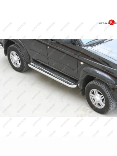 Защита порогов с алюминиевым листом, Техно Сфера Уаз Патриот ( 3163 5 дв.,  23632,  3163 5-дв.) (2005-2025) дорестайлинг, дорестайлинг пикап, 1 рестайлинг пикап, 1-ый рестайлинг, 2-ой рестайлинг пикап, 2-ой рестайлинг