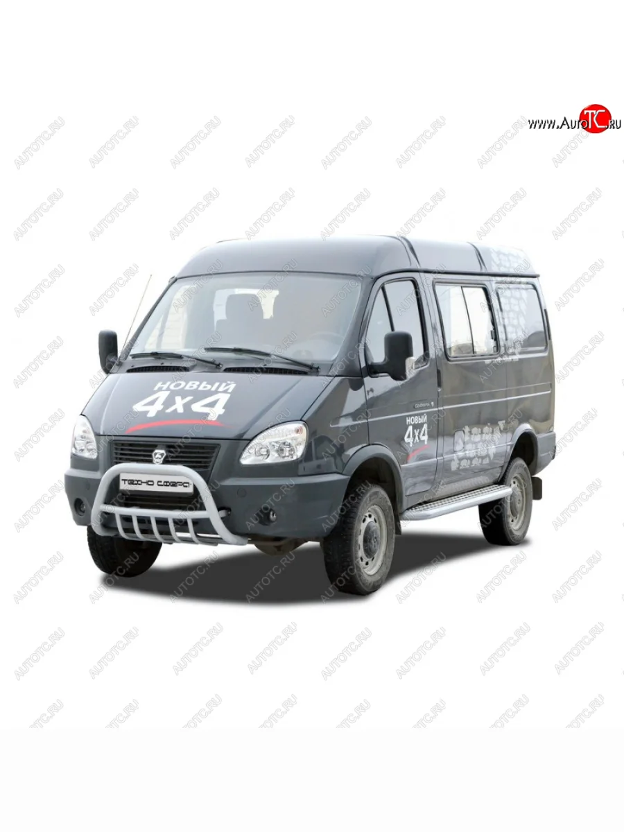 Защита порогов с алюминиевым листом (левая d63.5) Техно Сфера ГАЗ Соболь 2217 автобус дорестайлинг  (1998-2002) (Нержавейка)  в Самаре Самарской области