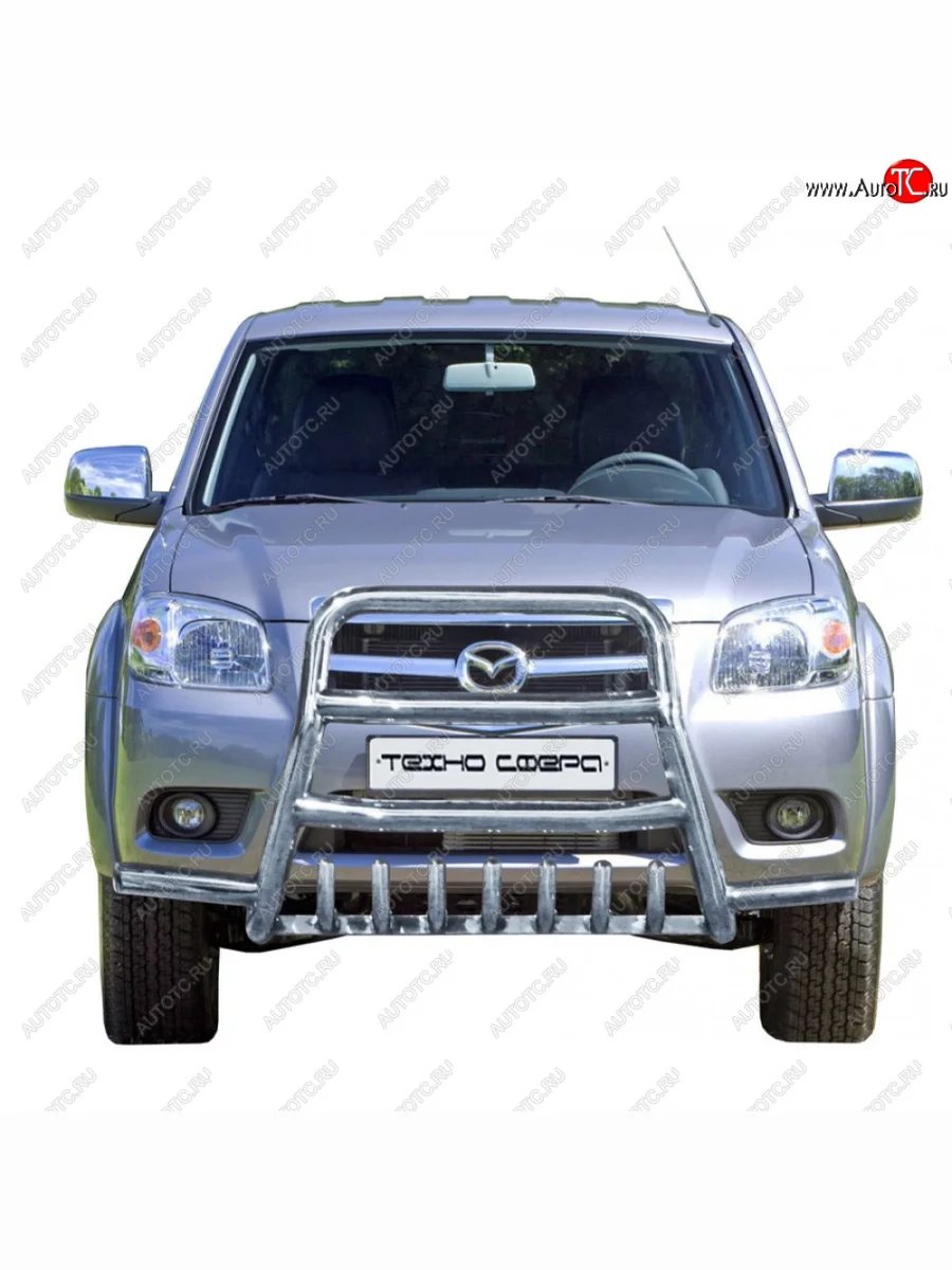 Передок высокий с усами с дополнительной защитой двигателя нержавейка, Техно Сфера Mazda BT-50 (2006-2011) (Нержавейка)  в Керчи Республика Крым