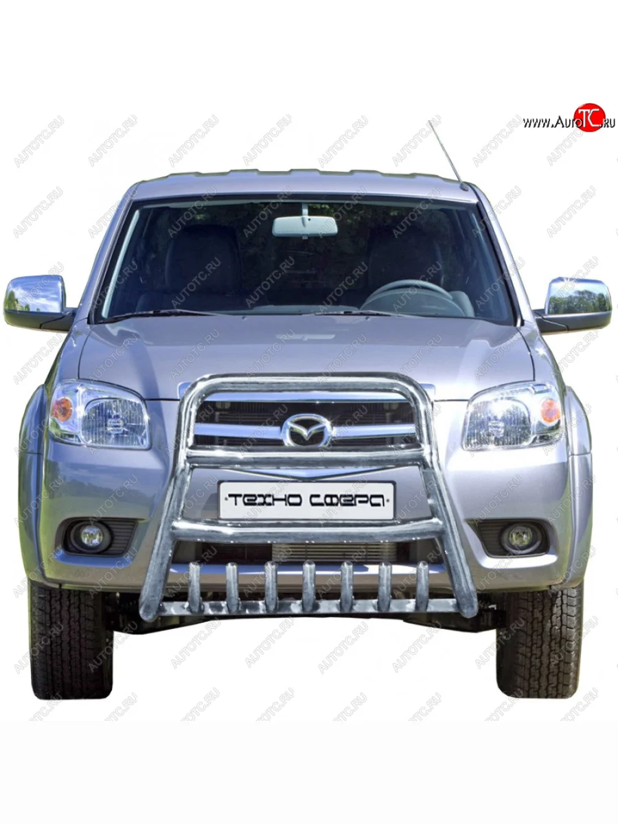 Передок высокий с дополнительной защитой двигателя с полимерным покрытием d63.5, Техно Сфера Mazda BT-50 (2006-2011) (Черный матовый)  в Самаре Самарской области