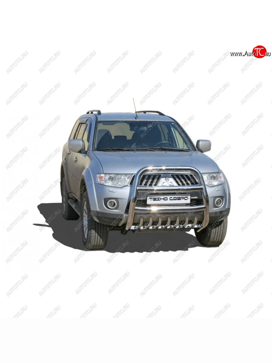 Передок высокий с защитой двигателя d63, Техно Сфера Mitsubishi Pajero Sport PB рестайлинг (2013-2017) (Нержавейка)  в Керчи Республика Крым