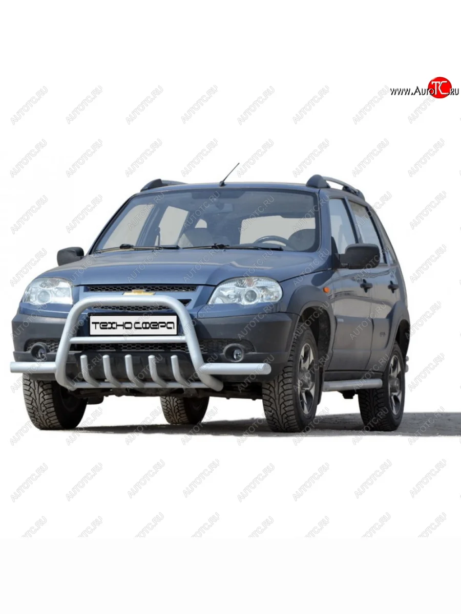  Передок низкий с усами с дополнительной защитой двигателя с полимерным покрытием, Техно Сфера  Лада ВАЗ 2123 (Нива Шевроле) (2009-2021) (Черный матовый)  с доставкой в г. Керчь
