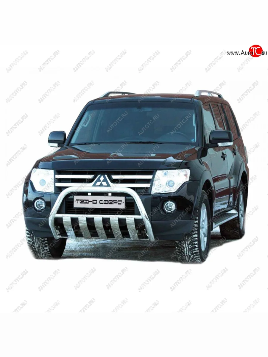 Передок плоский с полимерным покрытием d63.5, Техно Сфера  Mitsubishi Pajero (2006-2020) 4 V90, 4 V80 (Черный матовый)  в Перми Пермском крае