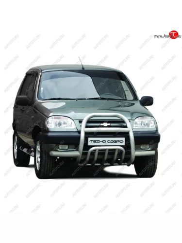 Передок труба сверху с усами с дополнительной защитой двигателя с полимерным покрытием, Техно Сфера Лада ВАЗ 2123 (Нива Шевроле) 1 рестайлинг (2009-2020)