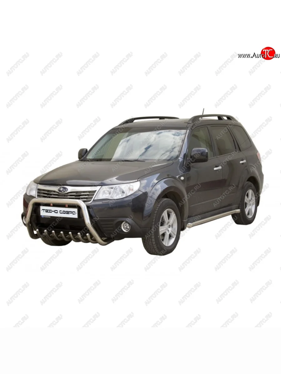 Передок с дополнительной защитой двигателя нержавейка d63.5, Техно Сфера Subaru Forester SF дорестайлинг (1997-2000) (Нержавейка)  с доставкой в г. Пермь