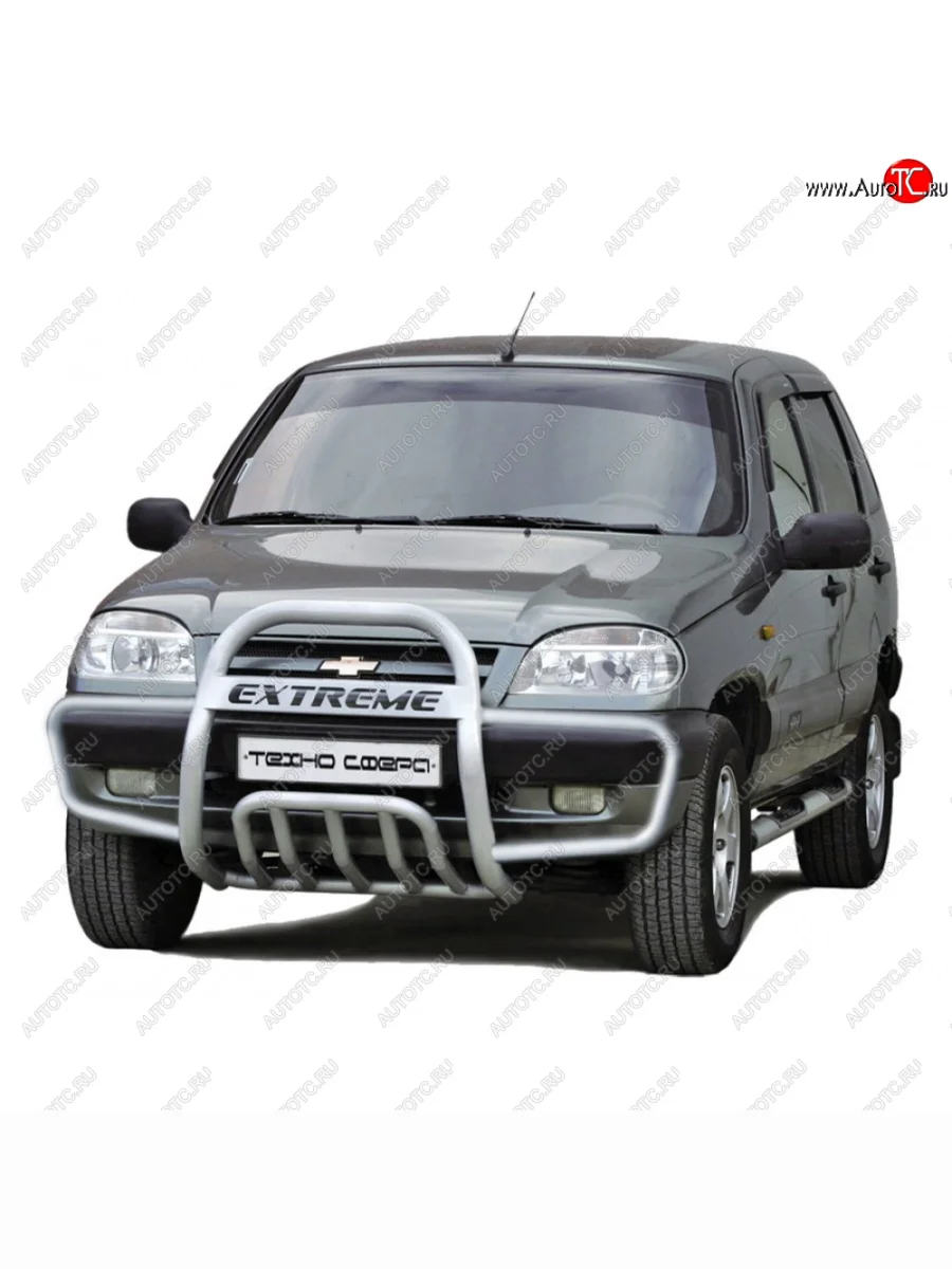 Передок с дополнительной защитой двигателя с ушами с полимерным покрытием, Техно Сфера Лада ВАЗ 2123 (Нива Шевроле) дорестайлинг (2002-2008) (Черный матовый)  с доставкой в г. Керчь