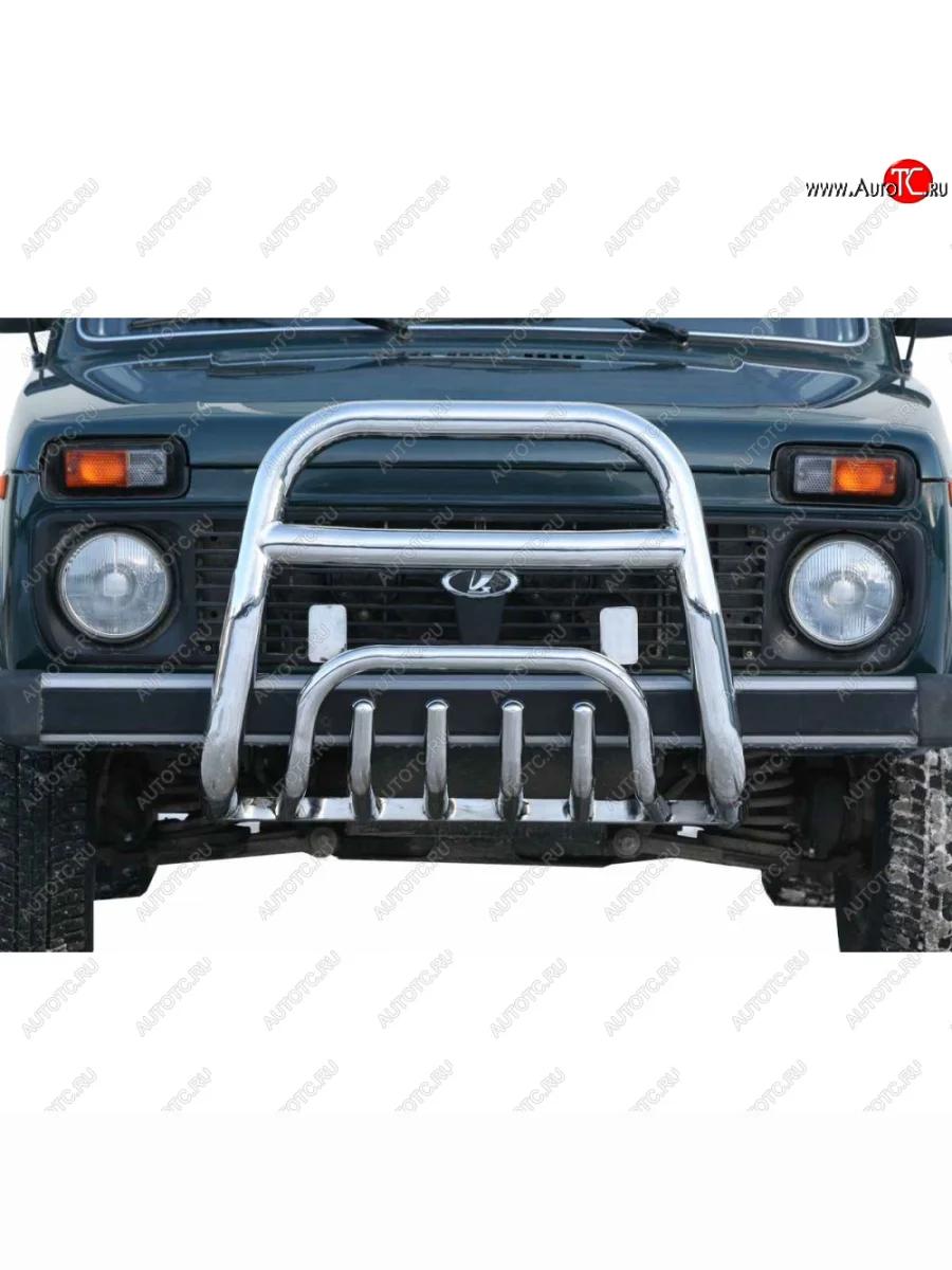Передок с защитой нержавейка d63,5, Техно Сфера  Лада ВАЗ нива 4х4 (1993-2025) 2131 (Нержавейка)  в Самаре Самарской области