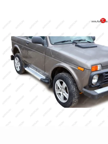 Пороги бумер III алюминиевые рифленые, Техно Сфера (Нержавейка) Лада ВАЗ нива 4х4 ( 2131,  2121) (2014-2021) Урбан 3 дв. дорестайлинг, Урбан 5 дв. дорестайлинг, Урбан, Урбан 5 дв. рестайлинг