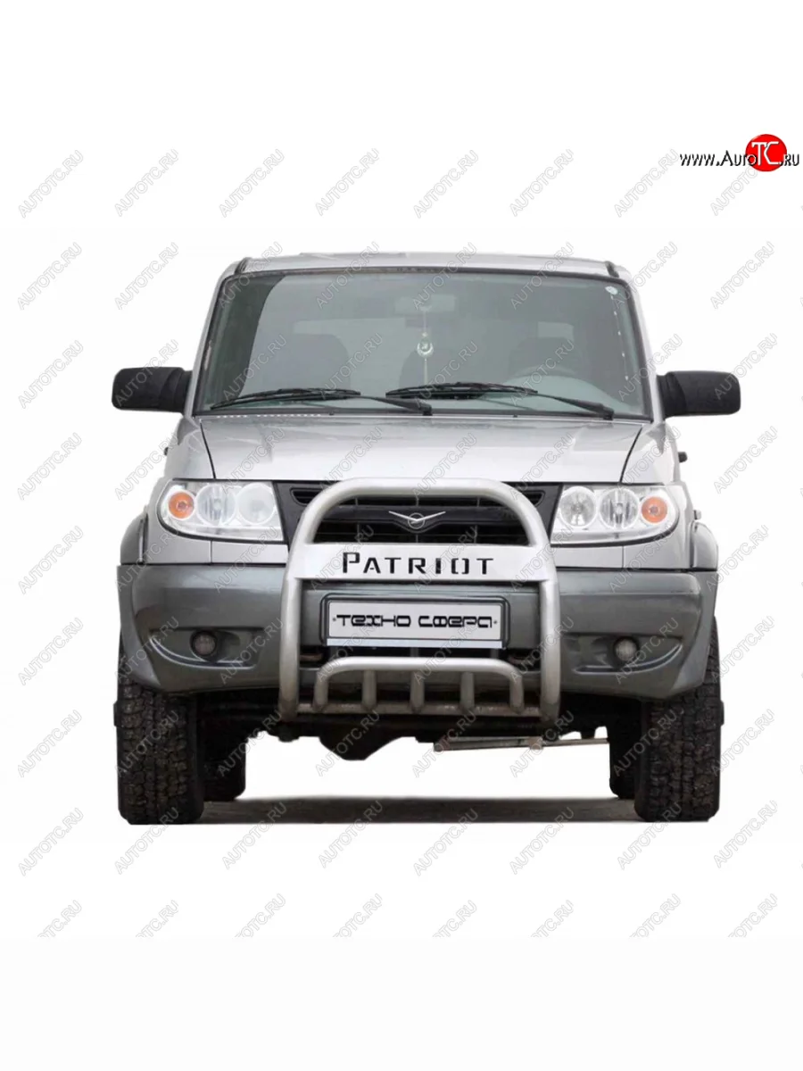 Передок патриот с защитой с полимерным покрытием d63,5, Техно Сфера Уаз Патриот 23632 1 рестайлинг пикап (2014-2016) (Черный матовый)  с доставкой в г. Керчь