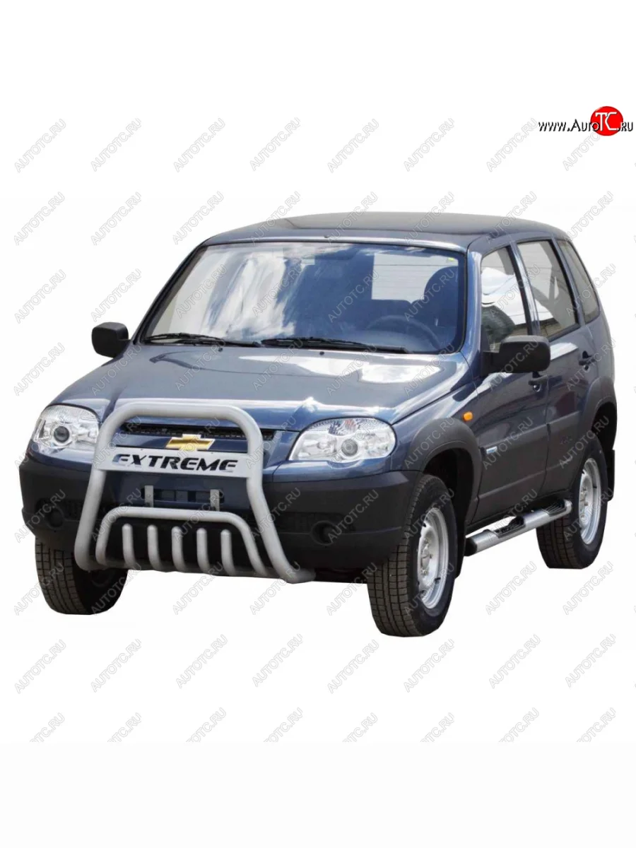 Передок низ с трубой с дополнительной защитой двигателя с полимерным покрытием, Техно Сфера Лада ВАЗ 2123 (Нива Шевроле) 1 рестайлинг (2009-2020) (Черный глянец)  с доставкой в г. Керчь