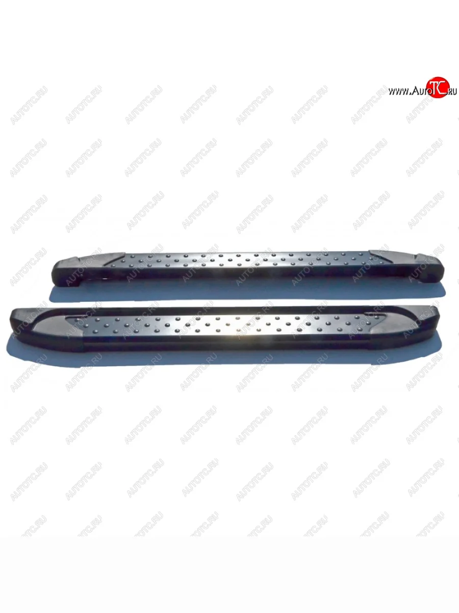 Пороги бумер II алюминиевые с резинкой с полимерным покрытием, Техно Сфера Лада ВАЗ Ларгус дорестайлинг R90 (2012-2021) (Черный матовый)  с доставкой в г. Керчь