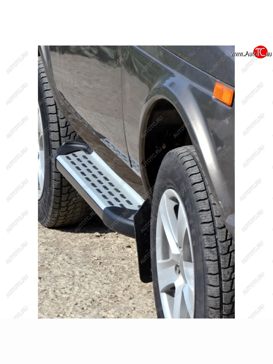 Пороги алюминиевые с резинкой Бумер 2 Техно Сфера  Лада ВАЗ  Нива 4х4  2121, нива 4х4 ( 2121 Бронто,  2121,  2121 (Legend))  с доставкой в г. Керчь