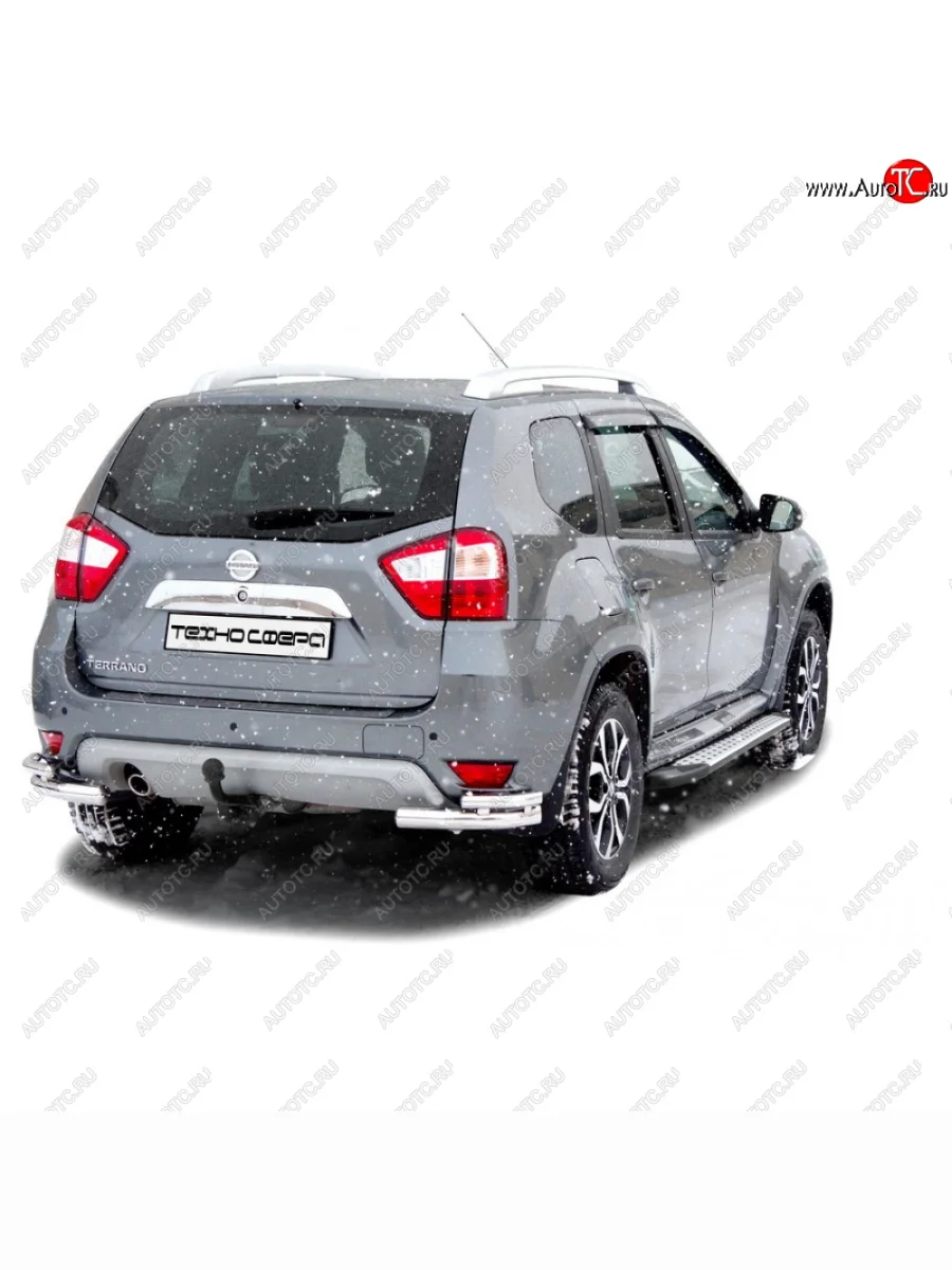 Пороги бумер алюминиевые с резинкой, Техно Сфера  Nissan Terrano (1985-2022) WD21, D10 (Черный матовый)  в Самаре Самарской области