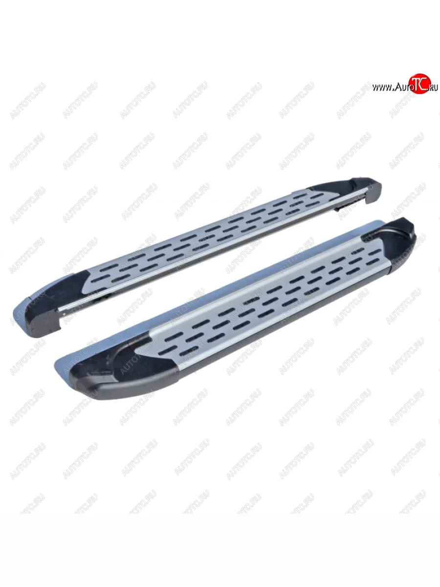 Пороги бумер II алюминиевые с резинкой с полимерным покрытием, Техно Сфера Лада ВАЗ XRAY (2016-2022) (Черный матовый)  в Керчи Республика Крым