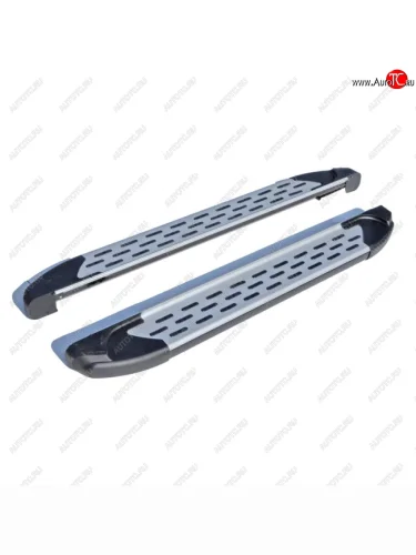 Пороги бумер II алюминиевые с резинкой с полимерным покрытием, Техно Сфера Лада ВАЗ Ларгус (2012-2025) дорестайлинг R90, рестайлинг R90