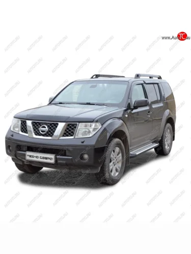 Пороги бумер алюминиевые с резинкой, Техно Сфера Nissan Pathfinder ( R50,  R51) (1999-2014) 1-ый рестайлинг, 2-ой рестайлинг, рестайлинг