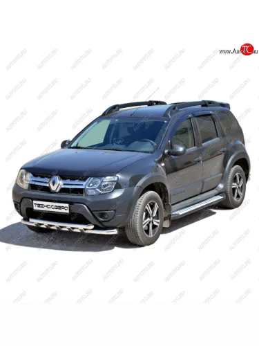 Пороги бумер алюминиевые с резинкой, Техно Сфера Renault Duster ( HS,  HM) (2010-2024) дорестайлинг, рестайлинг
