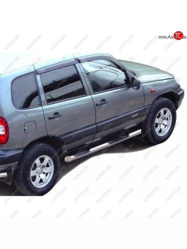  Пороги труба люкс с проступью d76, Техно Сфера Лада ВАЗ 2123 (Нива Шевроле) (2002-2021) дорестайлинг, 1 рестайлинг, 2 рестайлинг