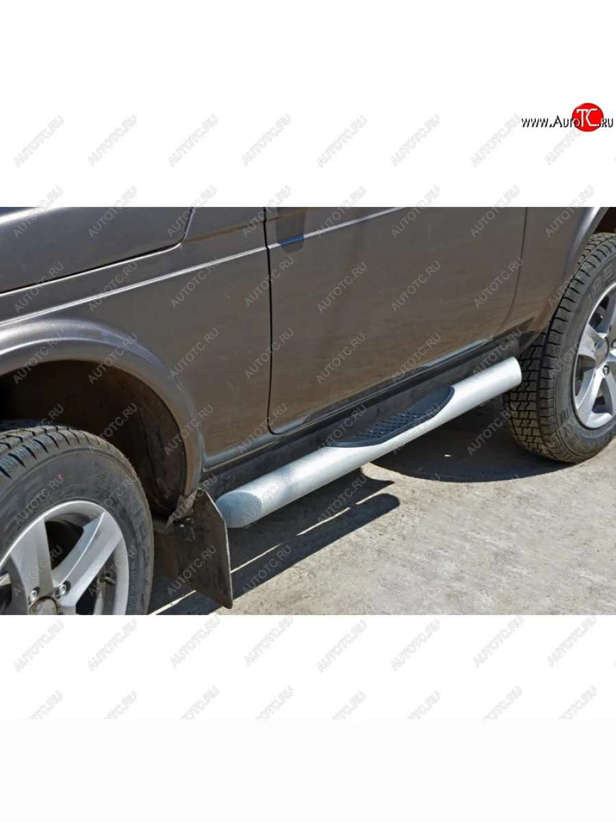 Пороги труба люкс с проступью с полимерным покрытием, Техно Сфера  Лада ВАЗ  Нива 4х4  2121, нива 4х4 ( 2121-80,  2121 Бронто,  2121,  2121 (Legend)) (Черный глянец)  с доставкой в г. Керчь