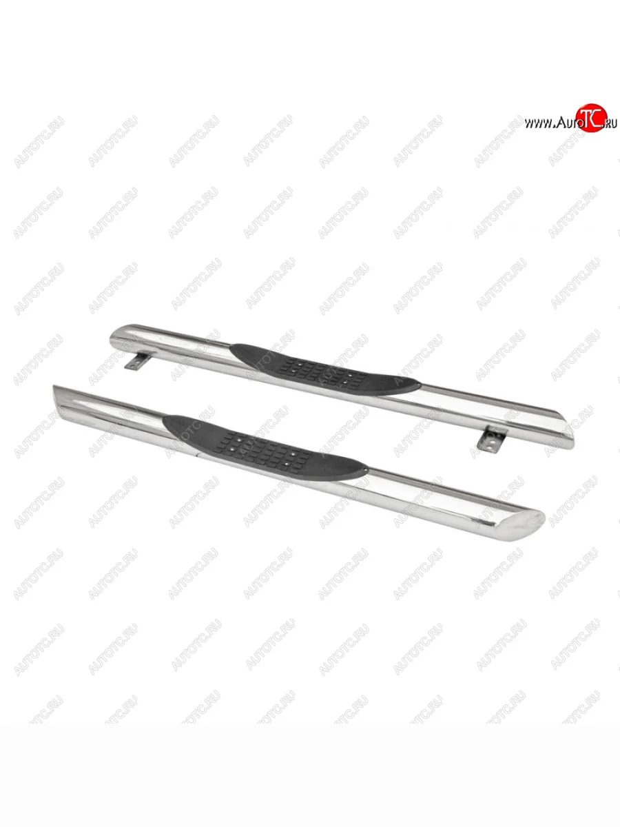Пороги труба люкс с проступью нержавейк d76 , Техно Сфера Лада ВАЗ нива 4х4 2121 (Legend) 3 дв. 2-ой рестайлинг (2021-2025) (Нержавейка)  с доставкой в г. Керчь