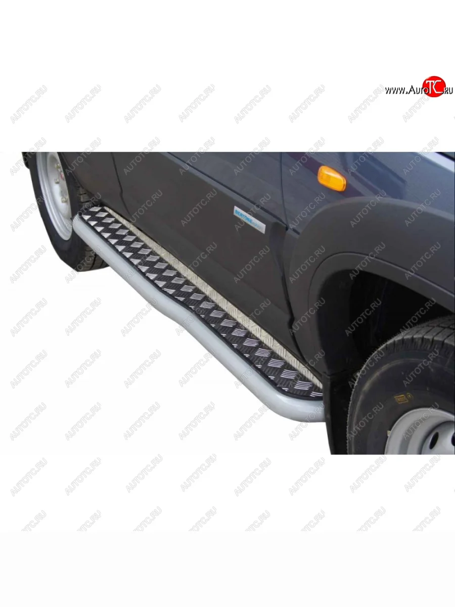 Пороги с алюминиевым листом с перегибом с полимерным покрытием, Техно Сфера Лада ВАЗ 2123 (Нива Шевроле) 1 рестайлинг (2009-2020) (Черный глянец)  в Перми Пермском крае