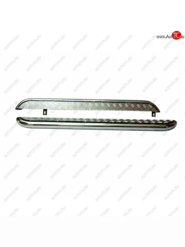 Пороги с алюминиевым листом нержавейка d63,5, Техно Сфера Лада ВАЗ Нива 4х4  2121 - нива 4х4 ( 2121-80,  2121 Бронто,  2121,  2121 (Legend))