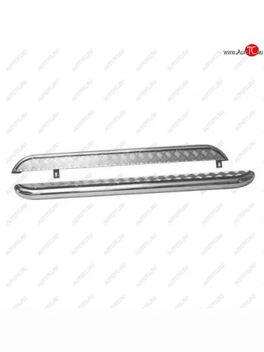 Пороги с алюминиевым листом нержавейка d63,5, Техно Сфера (Нержавейка) Лада ВАЗ нива 4х4  2131 (1993-2025) 5 дв. дорестайлинг, Урбан 3 дв. дорестайлинг, Урбан 5 дв. дорестайлинг, 5 дв. 1-ый рестайлинг, Урбан 5 дв. рестайлинг, (Legend) 5 дв. 2-ой рестайлинг