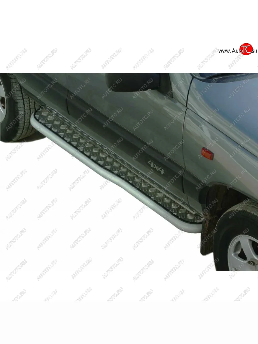 Пороги с алюминиевым листом с перегибом с полимерным покрытием, Техно Сфера Лада ВАЗ 2123 (Нива Шевроле) дорестайлинг (2002-2008) (Черный глянец)  в Керчи Республика Крым